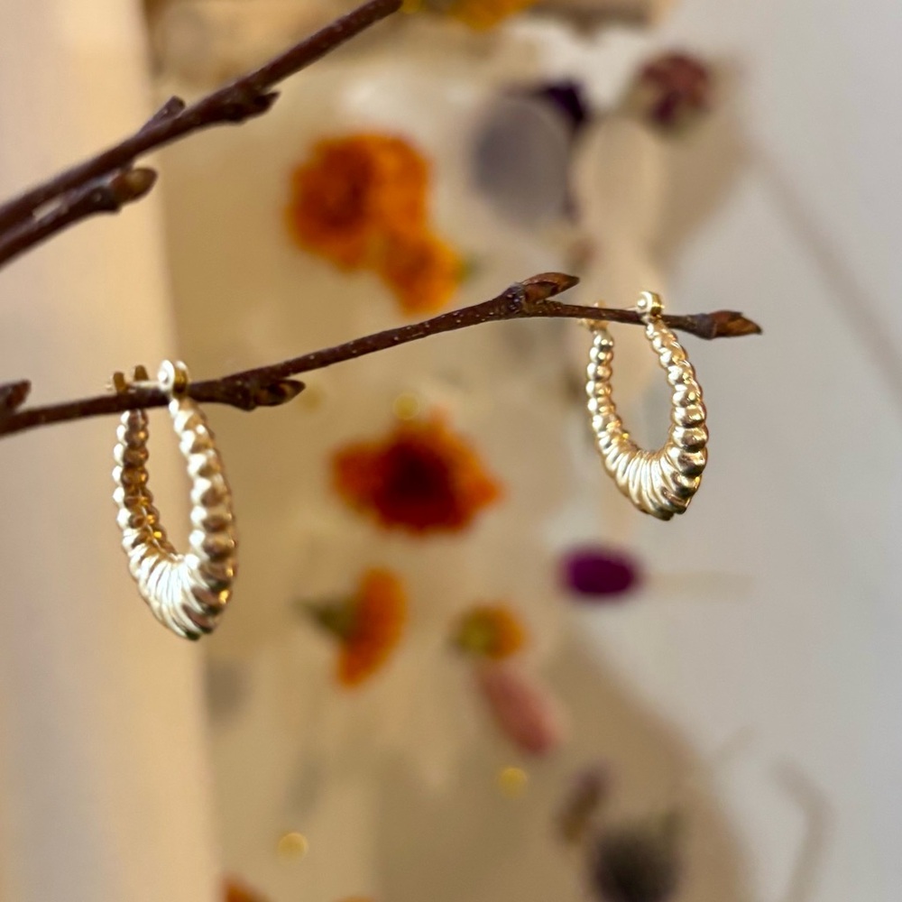 14KT Yellow Gold Shrimp Hoops  - Mint Condition